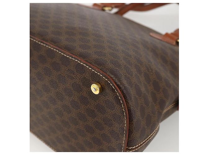 Céline Borsa a mano in tela Macadam CELINE in pelle PVC 2 in 1 marrone oro Auth LNZ540 D'oro - vista 16