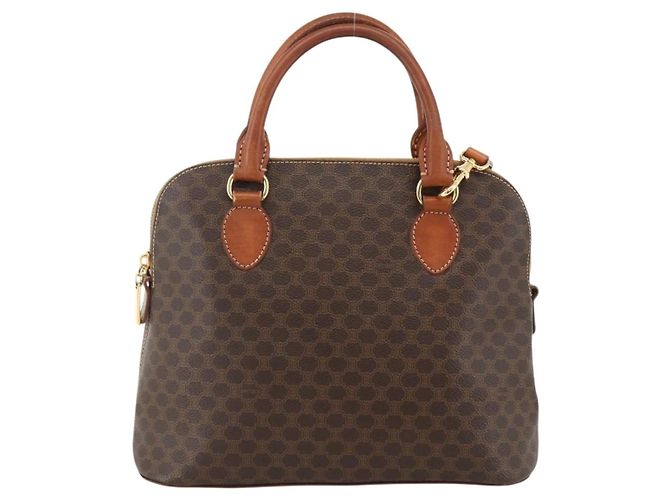 Céline Borsa a mano in tela Macadam CELINE in pelle PVC 2 in 1 marrone oro Auth LNZ540 D'oro - vista 2
