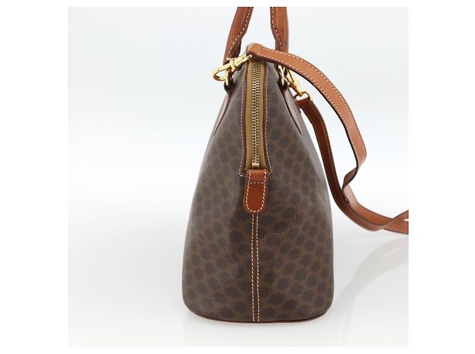 Céline Borsa a mano in tela Macadam CELINE in pelle PVC 2 in 1 marrone oro Auth LNZ540 D'oro - vista 3
