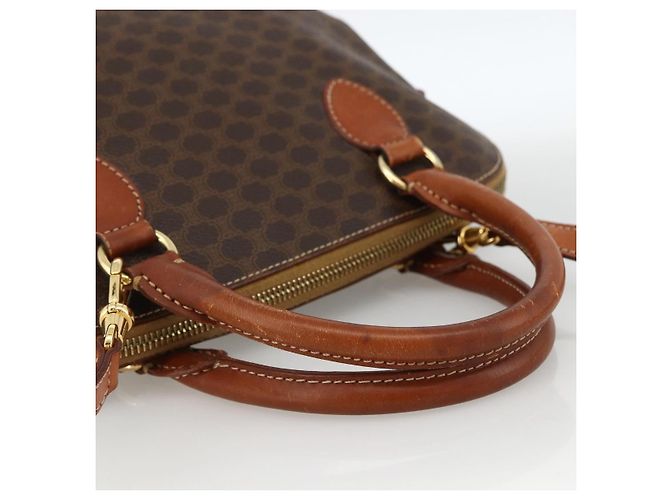 Céline Borsa a mano in tela Macadam CELINE in pelle PVC 2 in 1 marrone oro Auth LNZ540 D'oro - vista 7