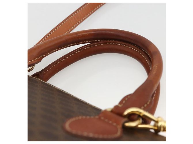 Céline Borsa a mano in tela Macadam CELINE in pelle PVC 2 in 1 marrone oro Auth LNZ540 D'oro - vista 8