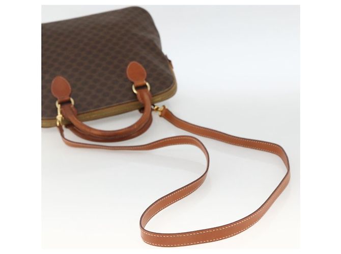 Céline Borsa a mano in tela Macadam CELINE in pelle PVC 2 in 1 marrone oro Auth LNZ540 D'oro - vista 9