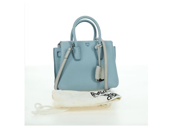 Borsa a mano MCM in pelle 2 in 1 blu chiaro argento Auth BA11118V - vista 12