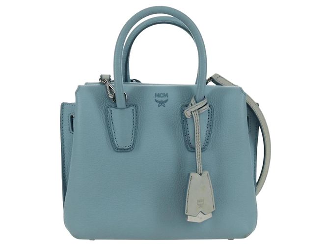 Borsa a mano MCM in pelle 2 in 1 blu chiaro argento Auth BA11118V - vista 13