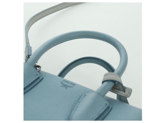 Borsa a mano MCM in pelle 2 in 1 blu chiaro argento Auth BA11118V - vista 14