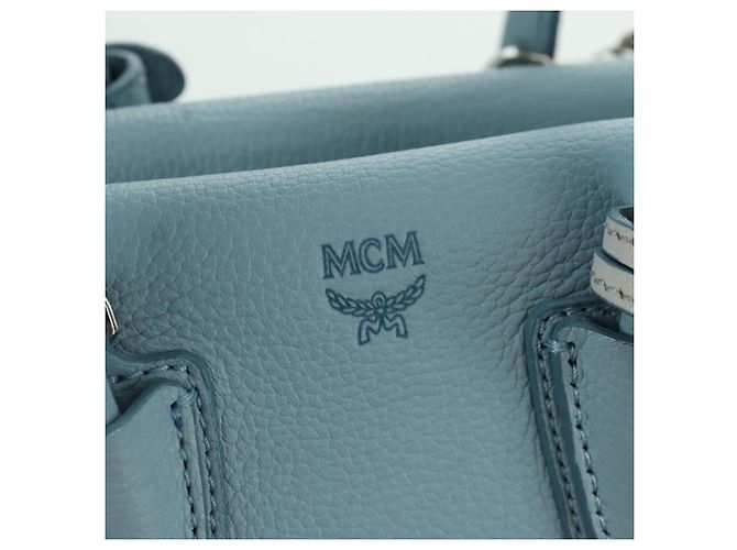 Borsa a mano MCM in pelle 2 in 1 blu chiaro argento Auth BA11118V - vista 21