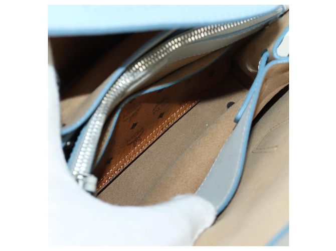 Borsa a mano MCM in pelle 2 in 1 blu chiaro argento Auth BA11118V - vista 29
