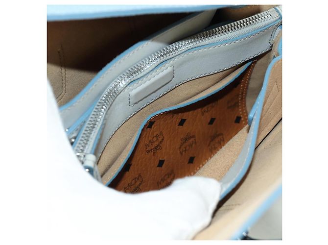 Borsa a mano MCM in pelle 2 in 1 blu chiaro argento Auth BA11118V - vista 32