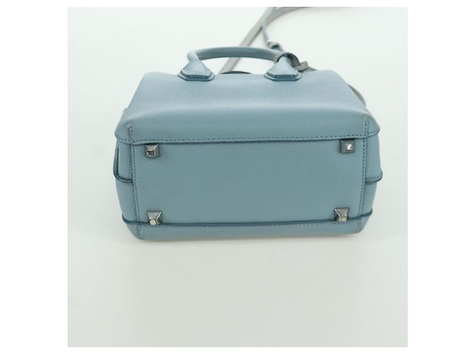 Borsa a mano MCM in pelle 2 in 1 blu chiaro argento Auth BA11118V - vista 5