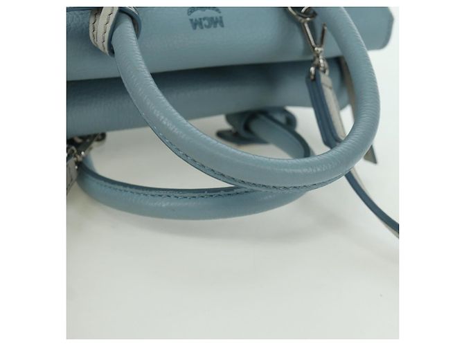 Borsa a mano MCM in pelle 2 in 1 blu chiaro argento Auth BA11118V - vista 7