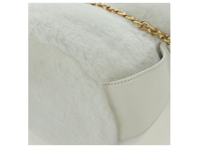 PRADA Borsa a Mano Pelliccia Bianca Oro Auth 173332SM Bianco D'oro - vista 15