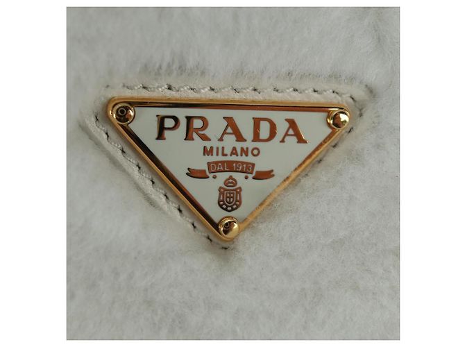 PRADA Borsa a Mano Pelliccia Bianca Oro Auth 173332SM Bianco D'oro - vista 18
