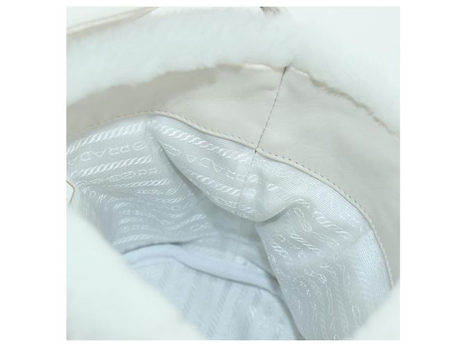 PRADA Borsa a Mano Pelliccia Bianca Oro Auth 173332SM Bianco D'oro - vista 21