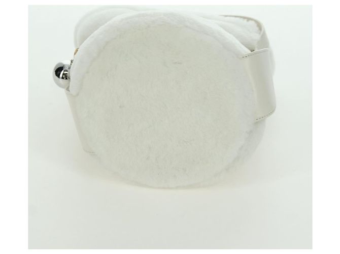 PRADA Borsa a Mano Pelliccia Bianca Oro Auth 173332SM Bianco D'oro - vista 5
