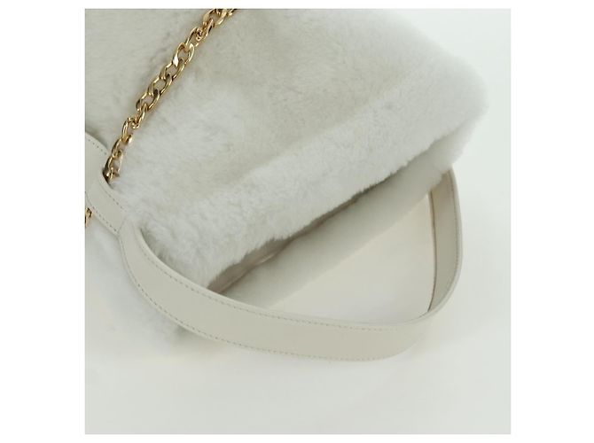 PRADA Borsa a Mano Pelliccia Bianca Oro Auth 173332SM Bianco D'oro - vista 6