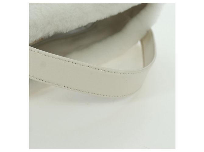 PRADA Borsa a Mano Pelliccia Bianca Oro Auth 173332SM Bianco D'oro - vista 7