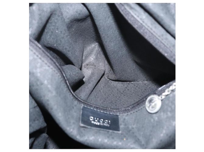 Borsa a Spalla Gucci Bamboo Nylon Nero Argento 001 1577 Auth 173951 - vista 11