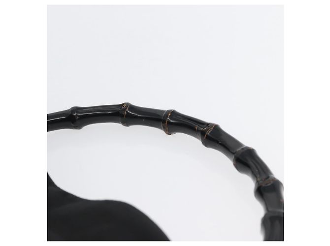 Borsa a Spalla Gucci Bamboo Nylon Nero Argento 001 1577 Auth 173951 - vista 8