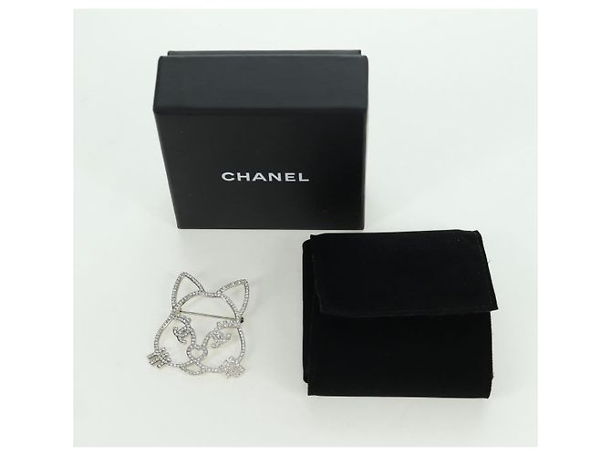 Spilla Gatto CHANEL metallo Argento CC Auth ARZ169M - vista 12