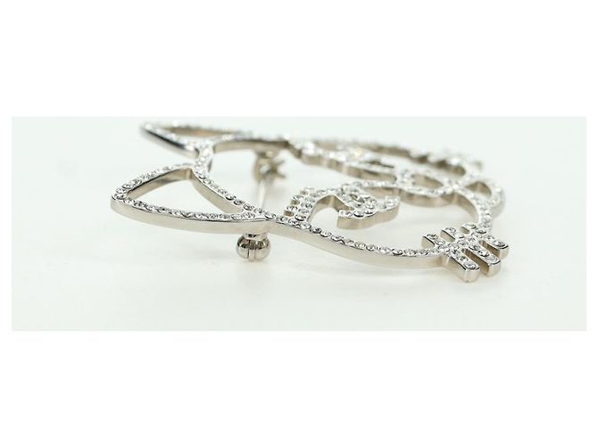 Spilla Gatto CHANEL metallo Argento CC Auth ARZ169M - vista 14