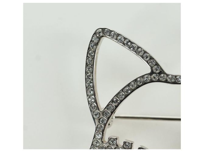 Spilla Gatto CHANEL metallo Argento CC Auth ARZ169M - vista 2