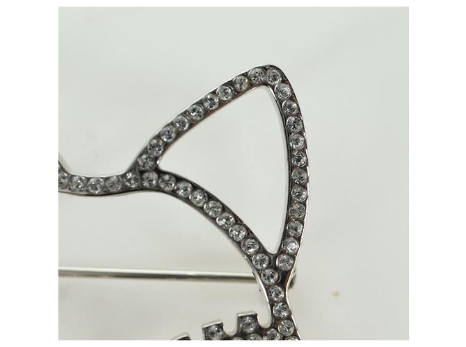 Spilla Gatto CHANEL metallo Argento CC Auth ARZ169M - vista 3