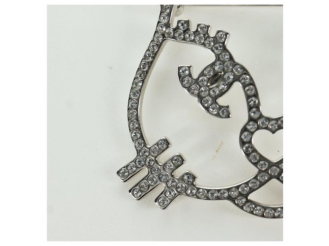 Spilla Gatto CHANEL metallo Argento CC Auth ARZ169M - vista 4