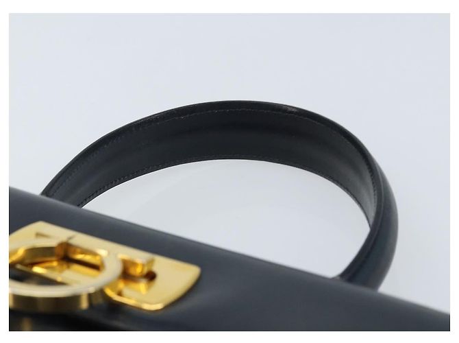 Borsa a mano in pelle Gancini Salvatore Ferragamo blu navy oro Auth bs33743 - vista 14