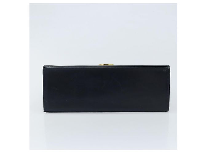 Borsa a mano in pelle Gancini Salvatore Ferragamo blu navy oro Auth bs33743 - vista 5