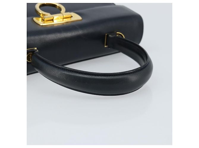 Borsa a mano in pelle Gancini Salvatore Ferragamo blu navy oro Auth bs33743 - vista 7