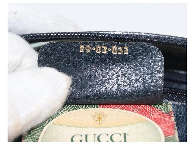 Borsa a Spalla Gucci GG Supreme Sherry Line PVC Blu Navy Oro 89 02 032 Auth LNZ978 D'oro - vista 12