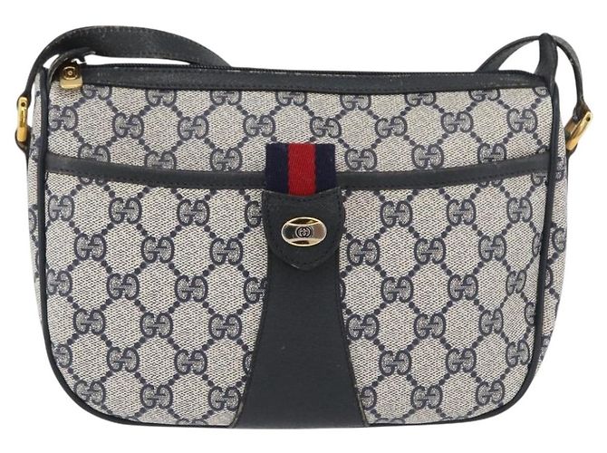 Borsa a Spalla Gucci GG Supreme Sherry Line PVC Blu Navy Oro 89 02 032 Auth LNZ978 D'oro - vista 13