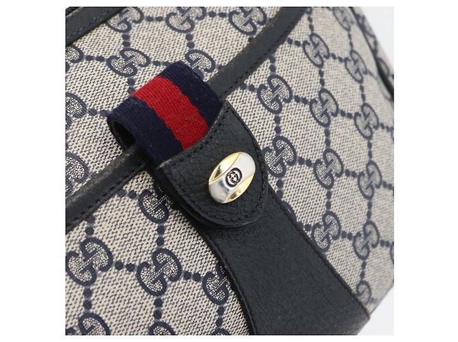 Borsa a Spalla Gucci GG Supreme Sherry Line PVC Blu Navy Oro 89 02 032 Auth LNZ978 D'oro - vista 18