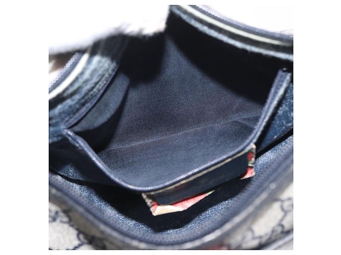Borsa a Spalla Gucci GG Supreme Sherry Line PVC Blu Navy Oro 89 02 032 Auth LNZ978 D'oro - vista 23