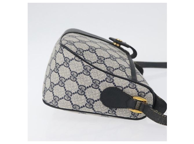 Borsa a Spalla Gucci GG Supreme Sherry Line PVC Blu Navy Oro 89 02 032 Auth LNZ978 D'oro - vista 3