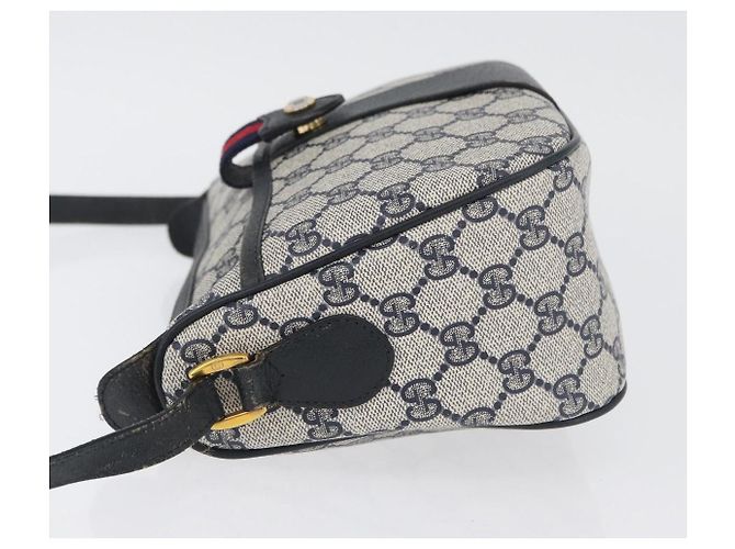 Borsa a Spalla Gucci GG Supreme Sherry Line PVC Blu Navy Oro 89 02 032 Auth LNZ978 D'oro - vista 4