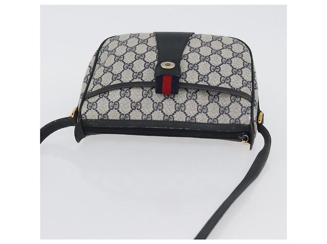 Borsa a Spalla Gucci GG Supreme Sherry Line PVC Blu Navy Oro 89 02 032 Auth LNZ978 D'oro - vista 6