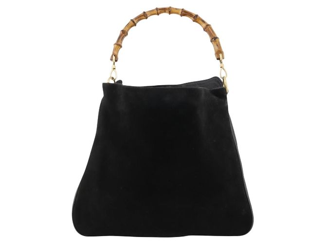 Borsa a Spalla in Pelle Gucci Bamboo Nera Oro 001 1998 1577 Auth 172308 Nero D'oro - vista 13
