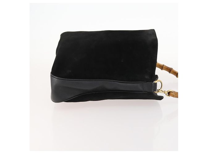 Borsa a Spalla in Pelle Gucci Bamboo Nera Oro 001 1998 1577 Auth 172308 Nero D'oro - vista 3