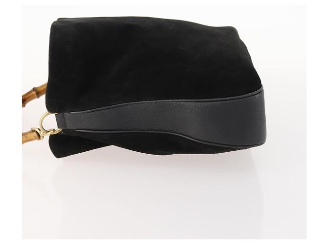 Borsa a Spalla in Pelle Gucci Bamboo Nera Oro 001 1998 1577 Auth 172308 Nero D'oro - vista 4
