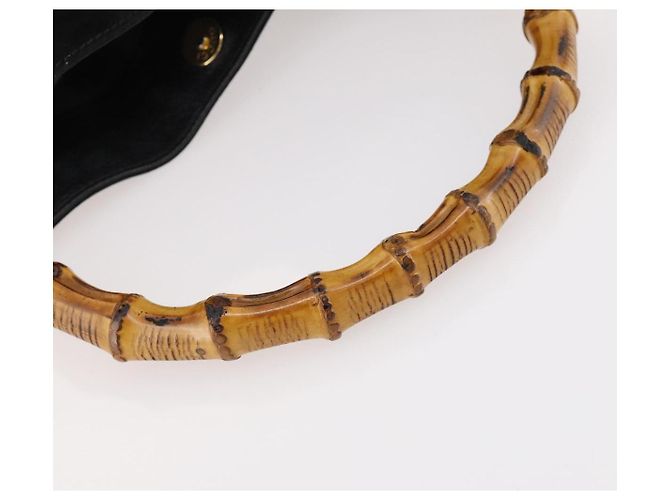 Borsa a Spalla in Pelle Gucci Bamboo Nera Oro 001 1998 1577 Auth 172308 Nero D'oro - vista 7