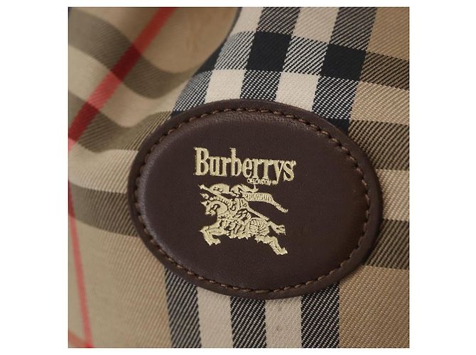 Bolso de lona beige con estampado Nova Check de Burberrys Auth 173994 - vista 10