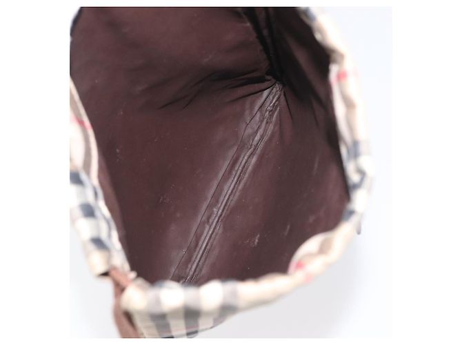 Bolso de lona beige con estampado Nova Check de Burberrys Auth 173994 - vista 11
