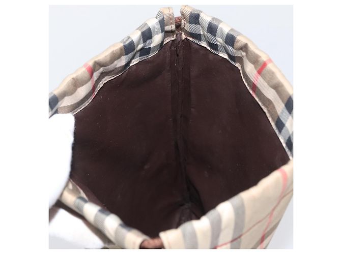 Bolso de lona beige con estampado Nova Check de Burberrys Auth 173994 - vista 12