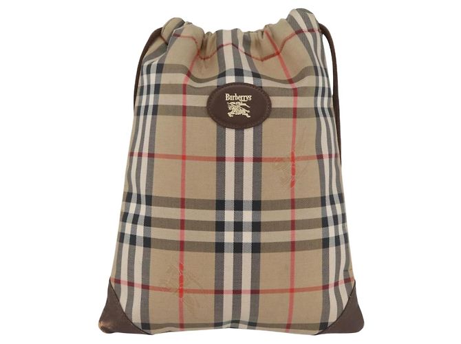 Bolso de lona beige con estampado Nova Check de Burberrys Auth 173994 - vista 13