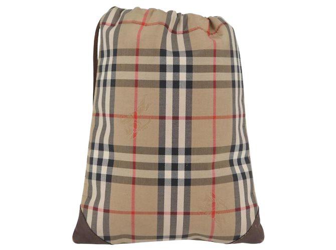Bolso de lona beige con estampado Nova Check de Burberrys Auth 173994 - vista 2
