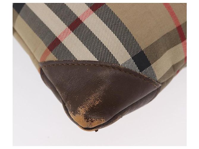 Bolso de lona beige con estampado Nova Check de Burberrys Auth 173994 - vista 9