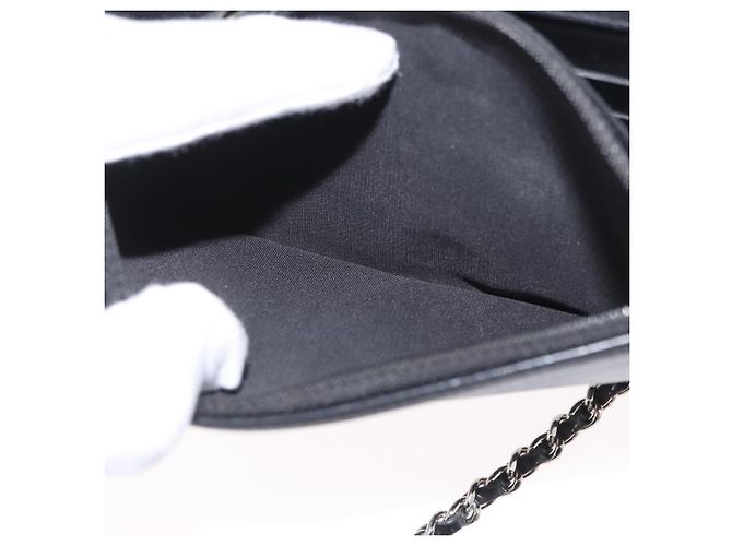 CHANEL COCO Borsa a Spalla Mark Chain in Pelle Verniciata Nera Argento CC Auth 172433SAV Nero - vista 10