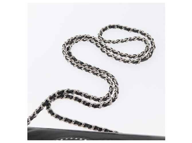 CHANEL COCO Borsa a Spalla Mark Chain in Pelle Verniciata Nera Argento CC Auth 172433SAV Nero - vista 14