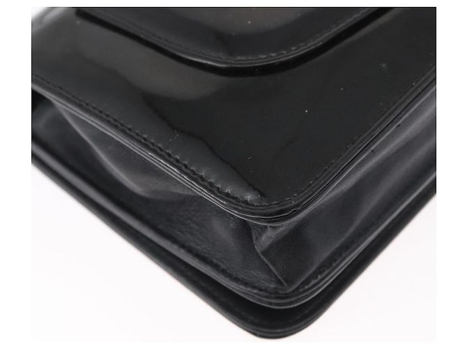 CHANEL COCO Borsa a Spalla Mark Chain in Pelle Verniciata Nera Argento CC Auth 172433SAV Nero - vista 17